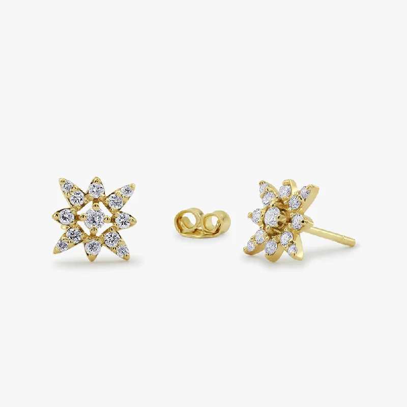 Romantic Heart-Shaped Jewelry For Special Gifts 14K Gold Compass Star Diamond Earrings Romantic Heart-Shaped Jewelry For Special Gifts 14K Gold Compass Star Diamond Earrings