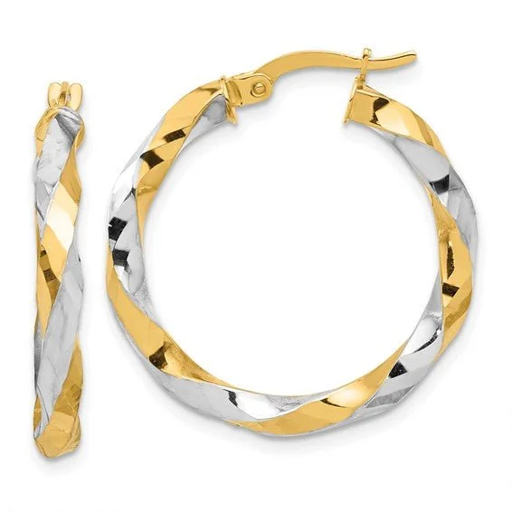Trending Jewelry Now Available At Exclusive Prices 14K TT Gold DC Twist Hoop Earrings 3.1grms Trending Jewelry Now Available At Exclusive Prices 14K TT Gold DC Twist Hoop Earrings 3.1grms