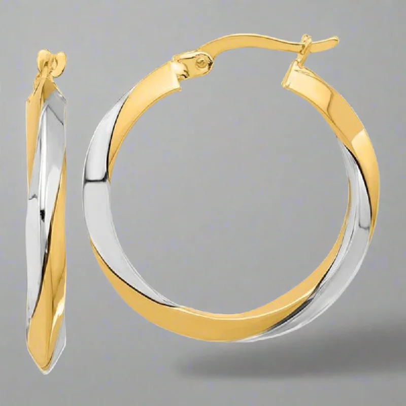 Special Deals On Handcrafted And Designer Jewelry 14K TT Gold Polished Twist Hoop Earrings 2.3grms Special Deals On Handcrafted And Designer Jewelry 14K TT Gold Polished Twist Hoop Earrings 2.3grms