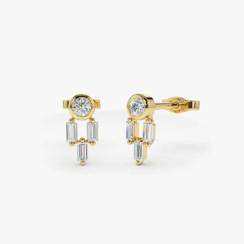 Timeless Jewelry At Special Discount Rates 14k Unique Baguette Diamond Earrings
