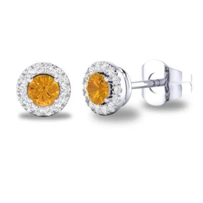 The Perfect Jewelry Piece At The Perfect Price 14K W Gold 0.10cttw Diamond 0.30cttw Citrine Round Halo Earrings The Perfect Jewelry Piece At The Perfect Price 14K W Gold 0.10cttw Diamond 0.30cttw Citrine Round Halo Earrings