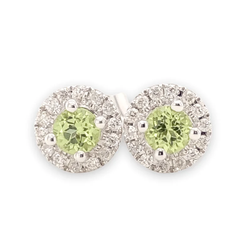 Grab Stylish Jewelry Before The Sale Ends 14K W Gold 0.10cttw Diamond 0.30cttw Peridot Round Halo Earrings Grab Stylish Jewelry Before The Sale Ends 14K W Gold 0.10cttw Diamond 0.30cttw Peridot Round Halo Earrings