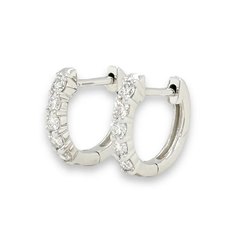 Versatile Layering Jewelry For Effortless Chic 14K W Gold 0.30ctw Small Diamond Hoop Earrings Versatile Layering Jewelry For Effortless Chic 14K W Gold 0.30ctw Small Diamond Hoop Earrings