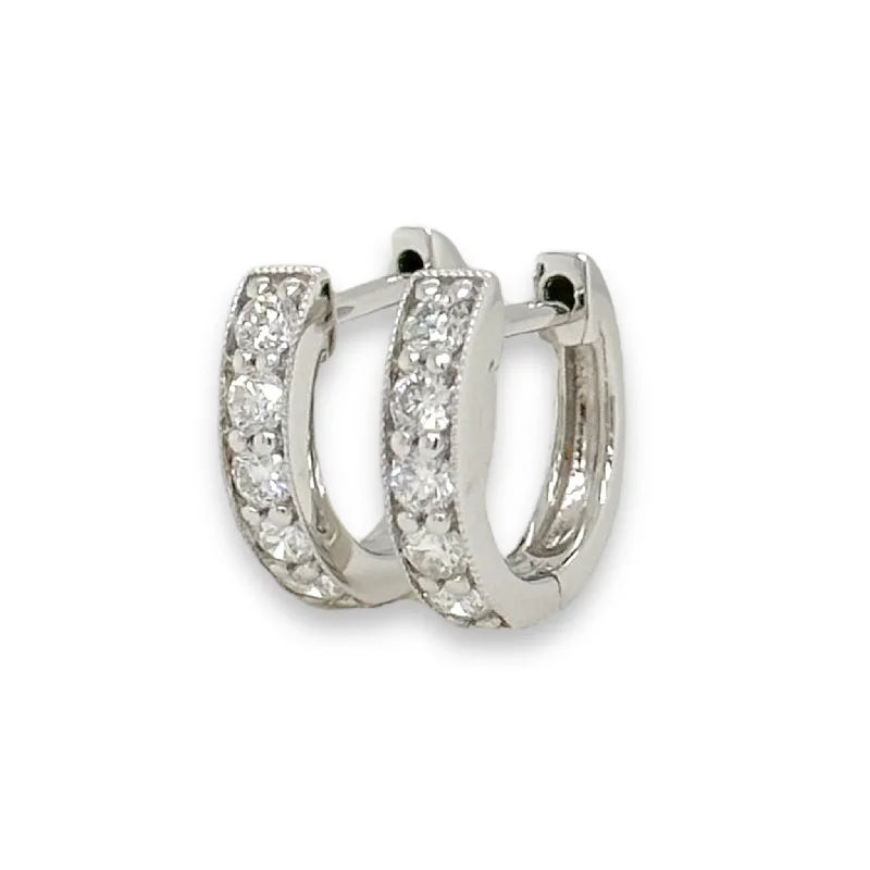 Delicate Crystal Jewelry For Sophisticated Charm 14K W Gold 0.35ctw Small Diamond Hoop Earrings Delicate Crystal Jewelry For Sophisticated Charm 14K W Gold 0.35ctw Small Diamond Hoop Earrings