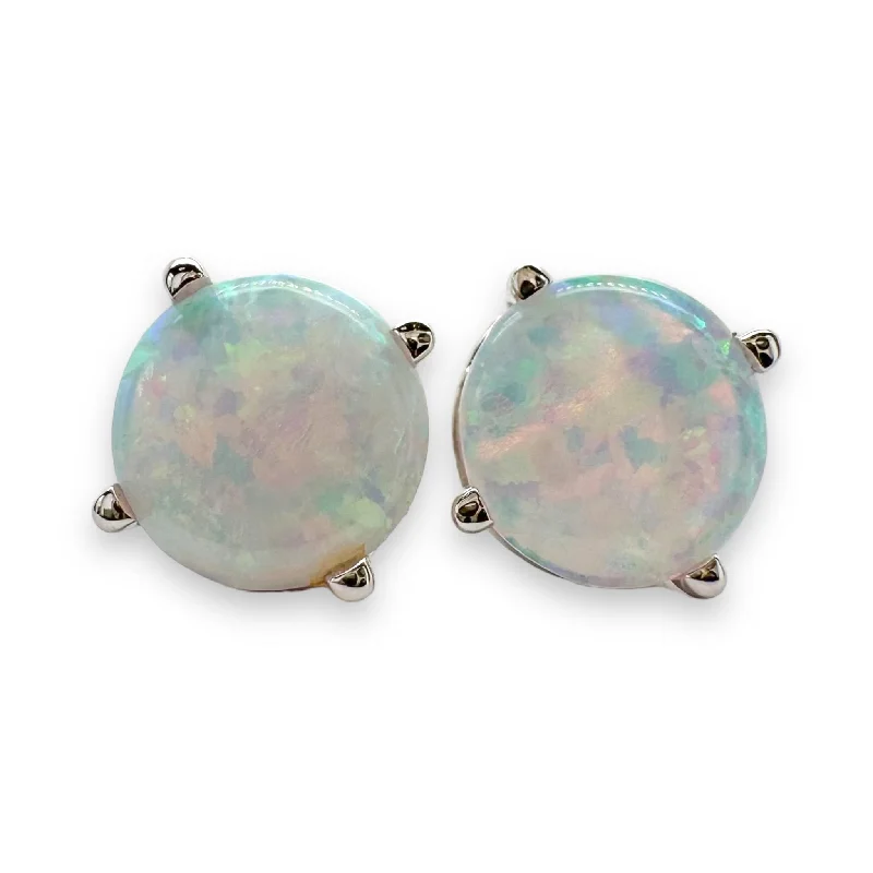 Luxury Jewelry At Unbeatable Discounts 14K W Gold 1.15cttw 6mm Round Opal Earrings Luxury Jewelry At Unbeatable Discounts 14K W Gold 1.15cttw 6mm Round Opal Earrings