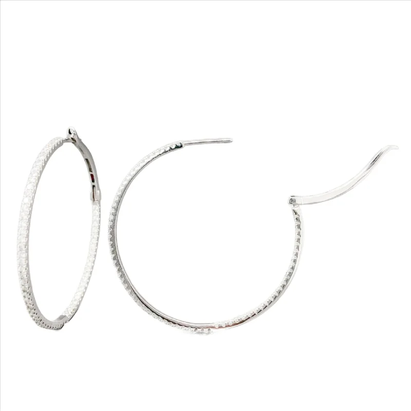 Huge Savings On Premium Jewelry Styles 14K W Gold 1.35cttw Diamond Hoop Earrings