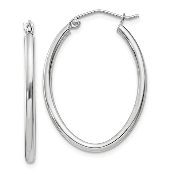 Last Chance To Shop High-End Jewelry At Markdown Prices 14K W Gold 2mm Oval Hoop Earrings Last Chance To Shop High-End Jewelry At Markdown Prices 14K W Gold 2mm Oval Hoop Earrings