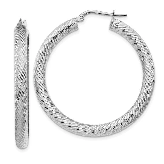 Get Ready To Sparkle – Special Jewelry Discounts 14K W Gold 40mm Dia Cut Round Hoop Earrings Get Ready To Sparkle – Special Jewelry Discounts 14K W Gold 40mm Dia Cut Round Hoop Earrings