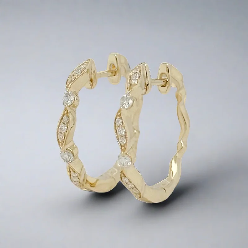 Special Sale On Handcrafted Jewelry – Shop Today 14K Y Gold 0.23cttw Diamond Scroll Design Hoop Earrings Special Sale On Handcrafted Jewelry – Shop Today 14K Y Gold 0.23cttw Diamond Scroll Design Hoop Earrings