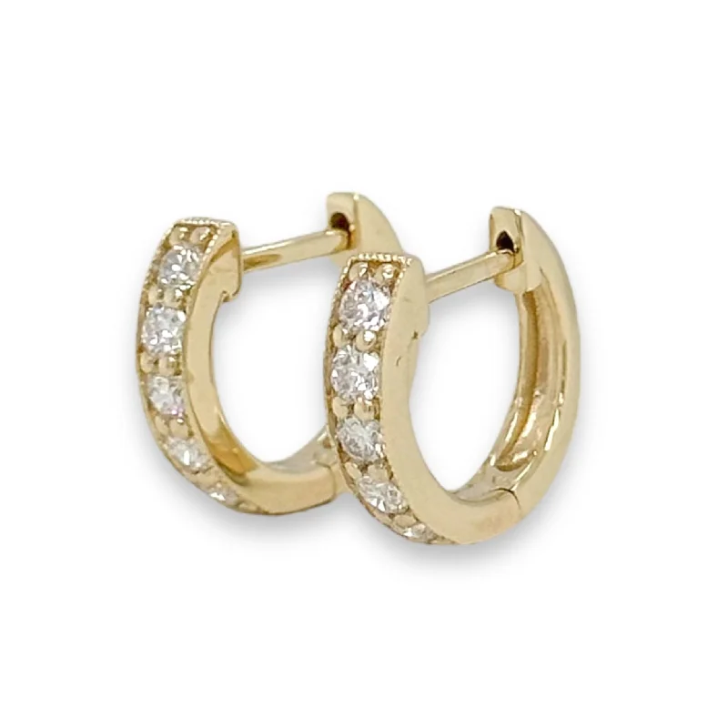 Personalized Engraved Jewelry For Meaningful Gifts 14K Y Gold 0.35ctw Small Diamond Hoop Earrings Personalized Engraved Jewelry For Meaningful Gifts 14K Y Gold 0.35ctw Small Diamond Hoop Earrings