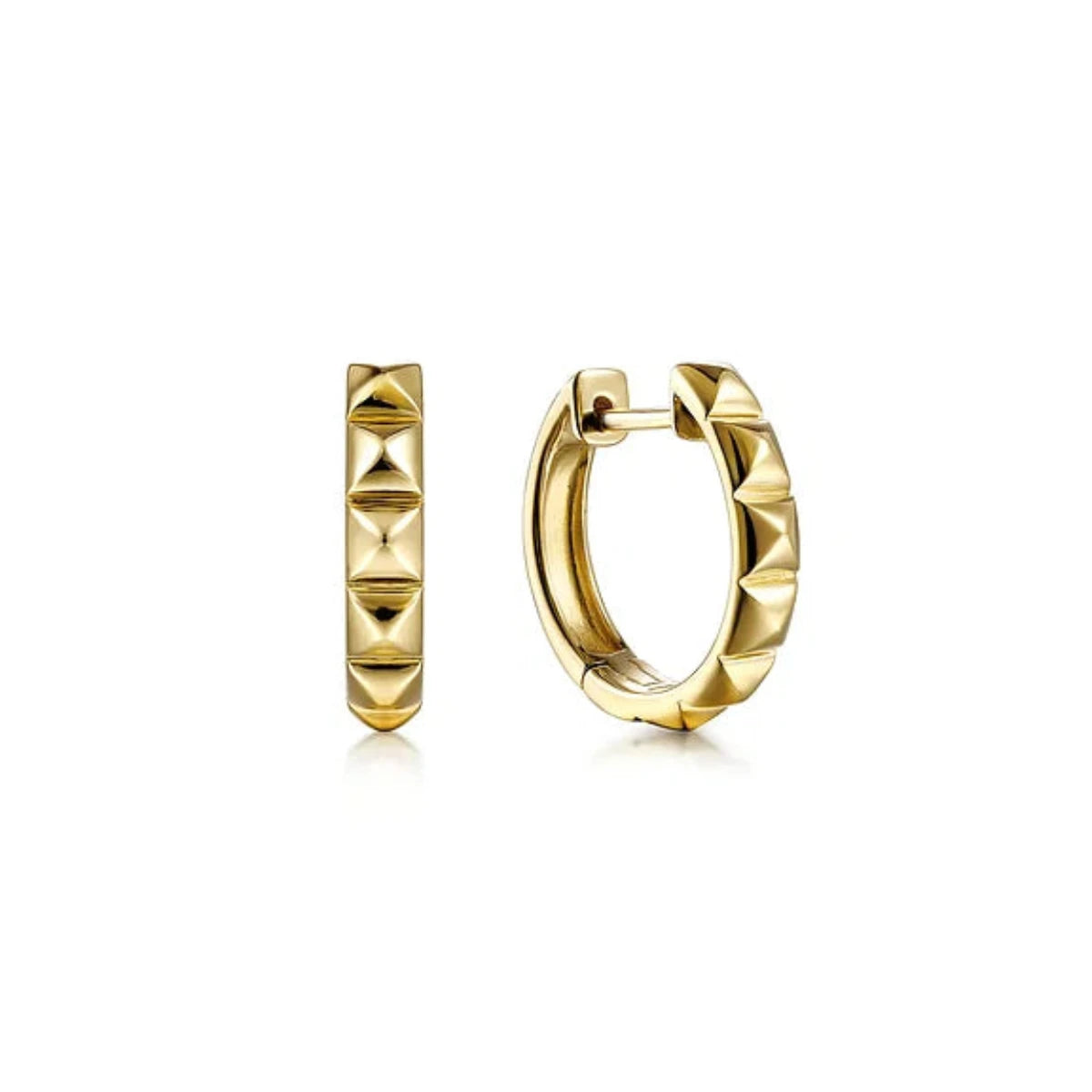 Stunning Jewelry At A Fraction Of The Price 14K Y Gold 15mm Grommet Pattern Huggie Earrings