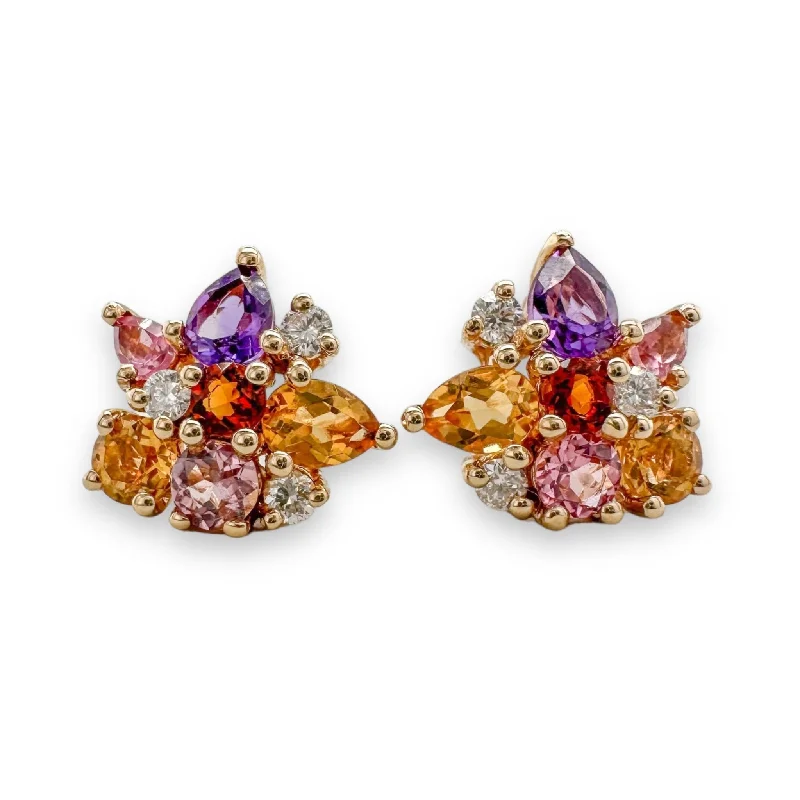 Shop Dazzling Jewelry At The Best Prices 14K Y Gold 1.60cttw Multi Colored Stone & 0.18cttw H/SI1-2 Diamond Earrings Shop Dazzling Jewelry At The Best Prices 14K Y Gold 1.60cttw Multi Colored Stone & 0.18cttw H/SI1-2 Diamond Earrings