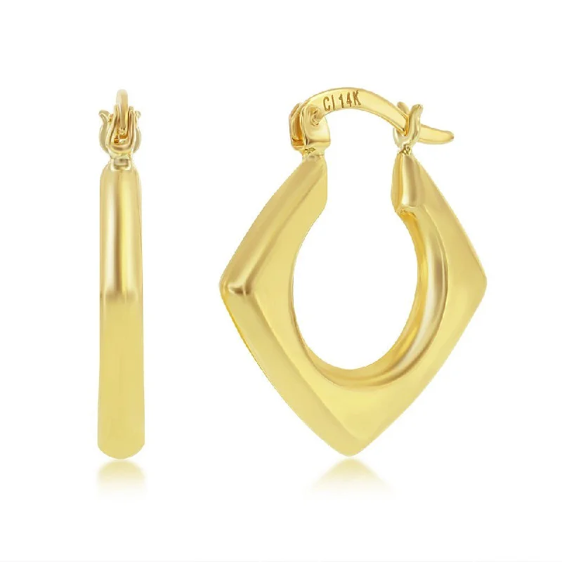 Upgrade Your Jewelry Collection For Less 14K Y Gold 22x20mm Diamond Shaped Hoop Earrings Upgrade Your Jewelry Collection For Less 14K Y Gold 22x20mm Diamond Shaped Hoop Earrings