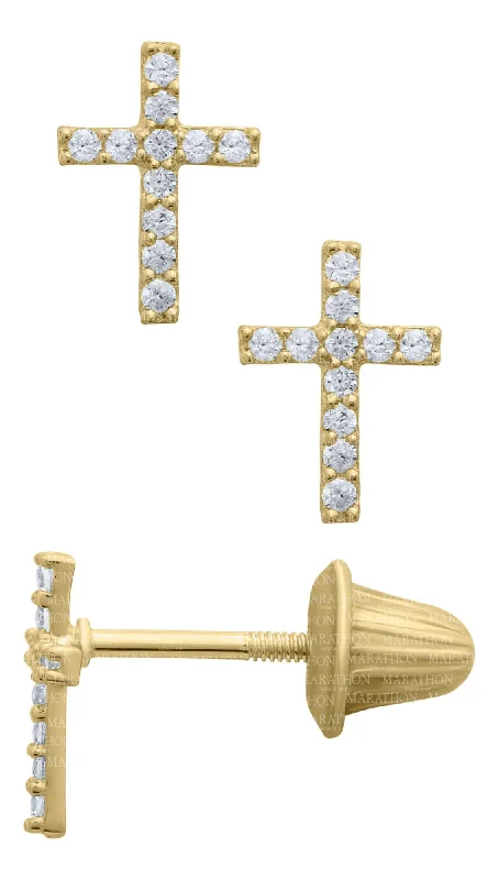 Affordable Luxury Jewelry – Style At A Great Price 14K Y Gold Cubic Zirconia Cross Baby Studs Affordable Luxury Jewelry – Style At A Great Price 14K Y Gold Cubic Zirconia Cross Baby Studs