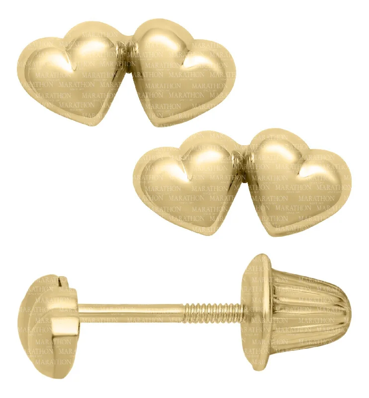 Shop Handcrafted Jewelry At Special Promotional Rates 14K Y Gold Double Heart Baby Studs Shop Handcrafted Jewelry At Special Promotional Rates 14K Y Gold Double Heart Baby Studs