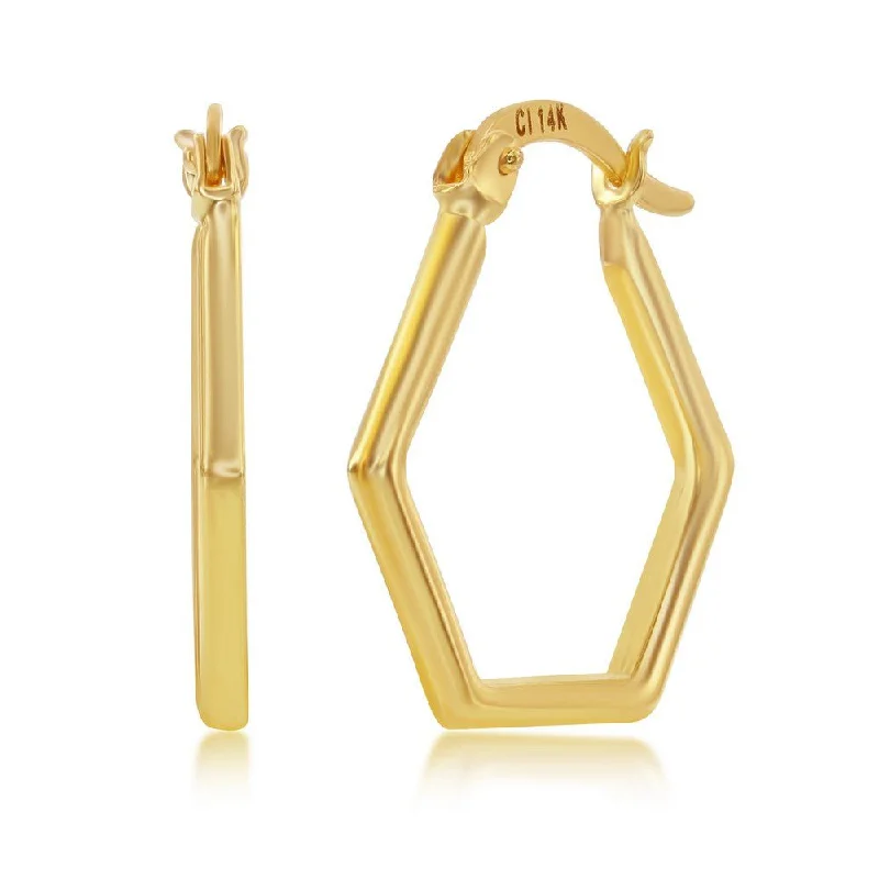 Must-Have Jewelry At Unbelievable Discounts 14K Y Gold Hexagon Hoop Earrings