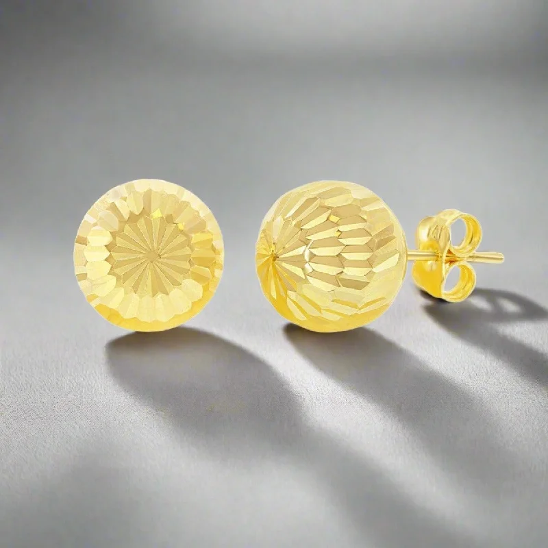 Flash Sale On Elegant Jewelry – Don't Miss Out 14K Y Gold Lined and Dia Cut 10mm Ball Studs