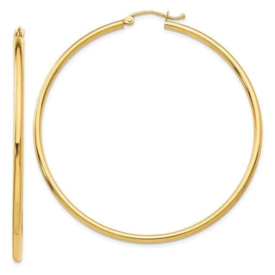 Limited-Time Offer On Elegant Jewelry Pieces 14K Y Gold Polished 2x55mm Tube Hoop Earrings Limited-Time Offer On Elegant Jewelry Pieces 14K Y Gold Polished 2x55mm Tube Hoop Earrings