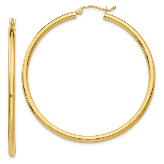 Huge Savings On Timeless Jewelry Collections 14K Y Gold Polished 50mm Tube Hoop Earrings Huge Savings On Timeless Jewelry Collections 14K Y Gold Polished 50mm Tube Hoop Earrings