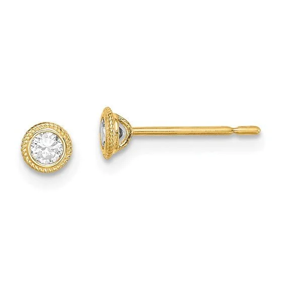 Big Discounts On Elegant Jewelry Collections 14k Y Gold Round CZ Milgrain Bezel Post Earrings Big Discounts On Elegant Jewelry Collections 14k Y Gold Round CZ Milgrain Bezel Post Earrings