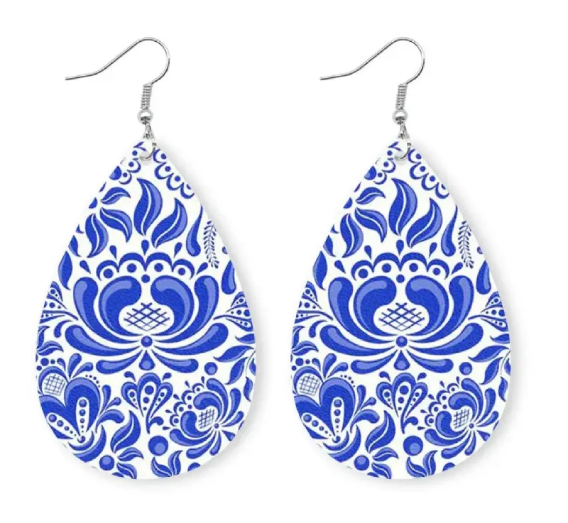 Limited-Time Offer On Elegant Jewelry Pieces Beautiful Blue and White Drop Earrings