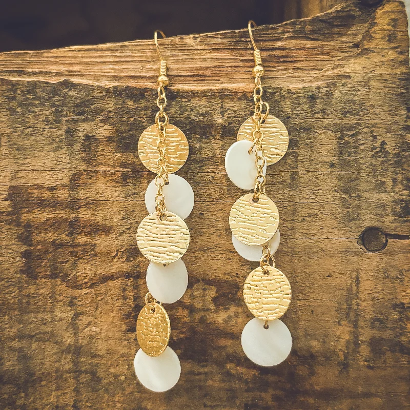 Your Dream Jewelry At Dream Prices – Shop Now Beautiful Gold and White Disc Drop Earrings