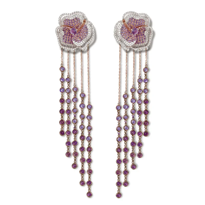 Sparkle For Less – Shop Our Limited-Time Jewelry Deals Bloom Halo Medium Flower Amethyst Long Earrings in Rose Gold Sparkle For Less – Shop Our Limited-Time Jewelry Deals Bloom Halo Medium Flower Amethyst Long Earrings in Rose Gold