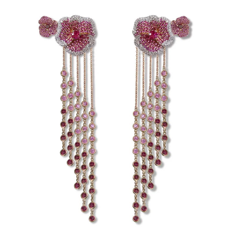 Flash Deals On Fine Jewelry – Shop Before It's Gone Bloom Medium Twins Flower Pink Sapphire Long Earrings in Rose Gold Flash Deals On Fine Jewelry – Shop Before It's Gone Bloom Medium Twins Flower Pink Sapphire Long Earrings in Rose Gold