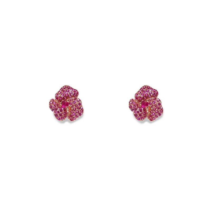 Unmissable Jewelry Clearance – Final Reductions Bloom Mini Flower Dark Pink Sapphire Earrings in Rose Gold Unmissable Jewelry Clearance – Final Reductions Bloom Mini Flower Dark Pink Sapphire Earrings in Rose Gold