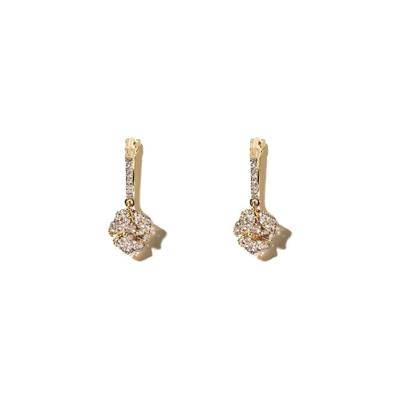 Best Jewelry Sale – Shop Exclusive Designs Now Bloom Petit Flower White Diamonds Hoop Earrings in Gold