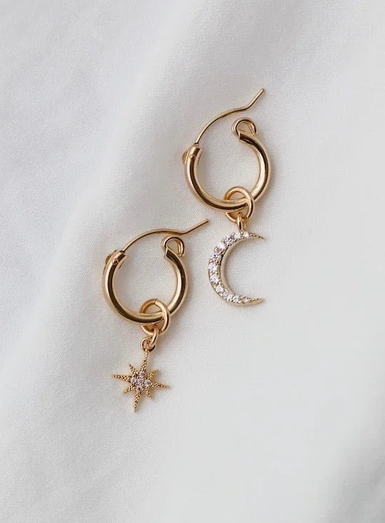 Elegant Jewelry Styles At Budget-Friendly Prices CELESTIAL STAR AND MOON HOOPS