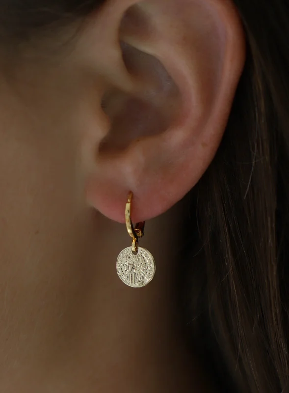 Premium Jewelry Now Available At Special Discounts PETITE COIN HUGGIE EARRINGS