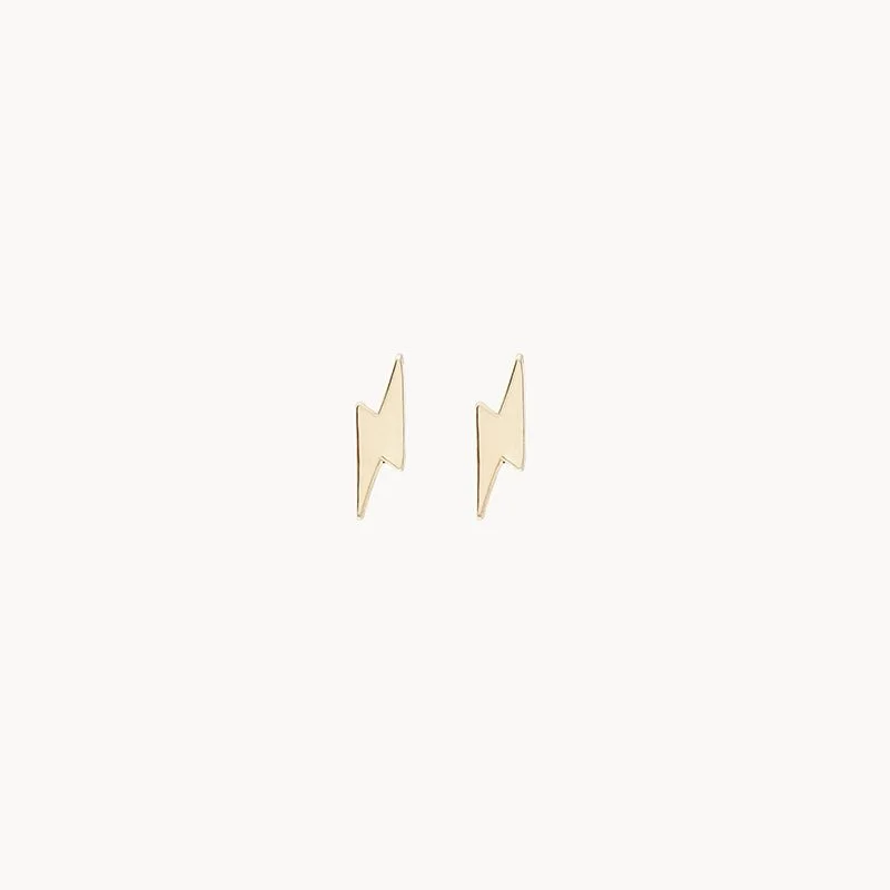 Delicate Crystal Jewelry For Sophisticated Charm Everyday little lightning bolt earring - 14k yellow gold Delicate Crystal Jewelry For Sophisticated Charm Everyday little lightning bolt earring - 14k yellow gold
