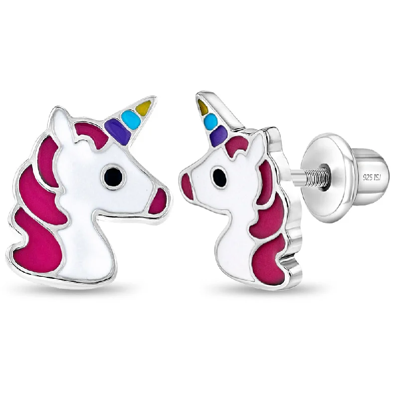 The Perfect Jewelry Piece At The Perfect Discount Rainbow Unicorn Kids / Children's / Girls Earrings Screw Back Enamel - Sterling Silver The Perfect Jewelry Piece At The Perfect Discount Rainbow Unicorn Kids / Children's / Girls Earrings Screw Back Enamel - Sterling Silver
