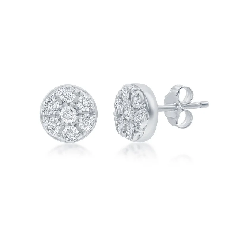 Your Dream Jewelry At Dream Prices SS 0.02ctw 5mm Round Diamond Cluster Earrings