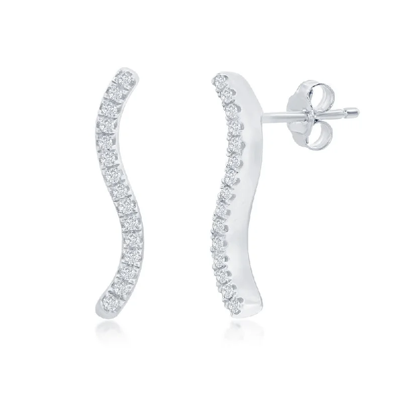 Glamorous Jewelry, Glamorous Deals – Shop Now SS 0.05ctw I/SI2 Vertical Wave Diamond Earrings Glamorous Jewelry, Glamorous Deals – Shop Now SS 0.05ctw I/SI2 Vertical Wave Diamond Earrings