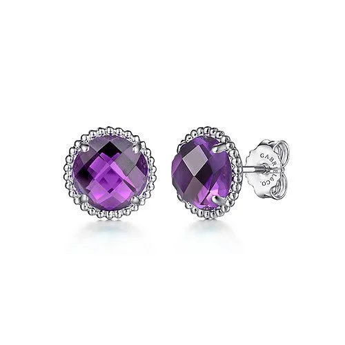 Shop Fine Jewelry With Amazing Deals SS 10mm Round Faceted Amethyst Earrings