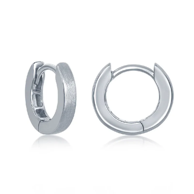 Grab Your Dream Jewelry At The Lowest Prices SS Brushed Huggie Hoop Earrings