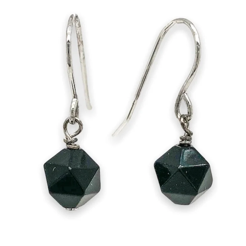 Exclusive Online Jewelry Sale – Don't Wait SS Faceted Black Agate Dangle Earrings