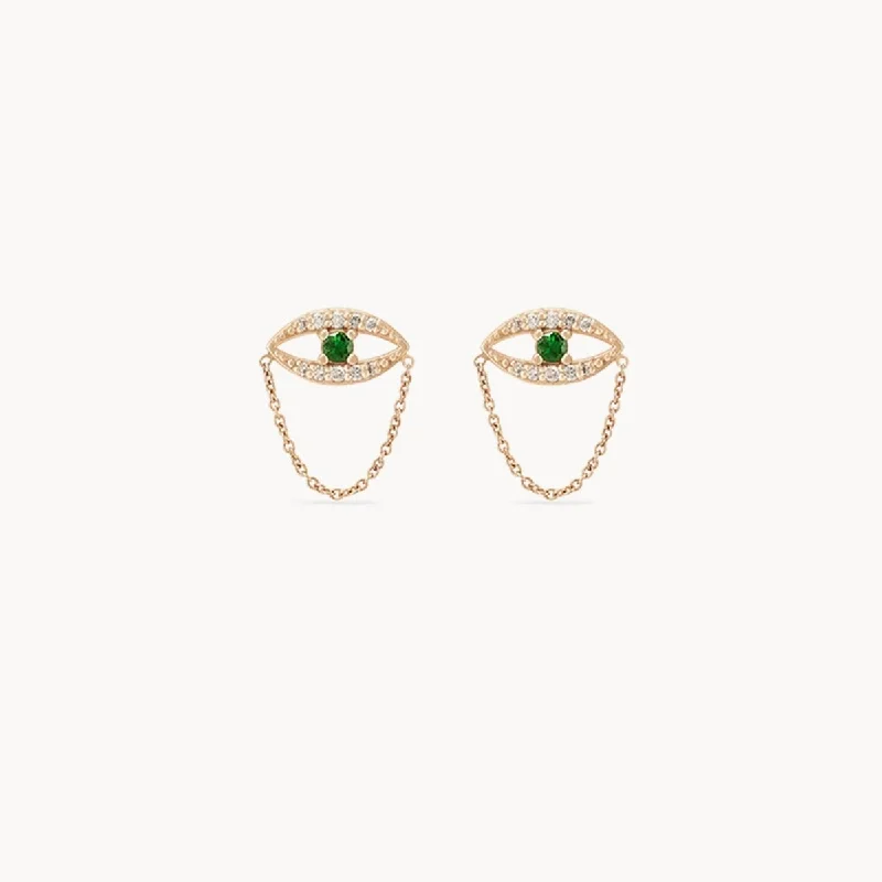 Unmissable Discounts On Timeless Jewelry Pieces tsavorite mystical evil eye chain earring - 14k yellow gold, tsavorite garnet Unmissable Discounts On Timeless Jewelry Pieces tsavorite mystical evil eye chain earring - 14k yellow gold, tsavorite garnet