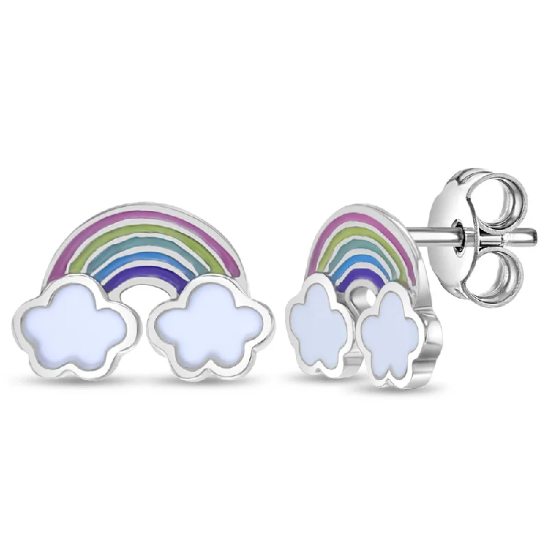 Upgrade Your Jewelry Collection For Less Whimsical Rainbow Kids / Children's / Girls Earrings Enamel - Sterling Silver Upgrade Your Jewelry Collection For Less Whimsical Rainbow Kids / Children's / Girls Earrings Enamel - Sterling Silver