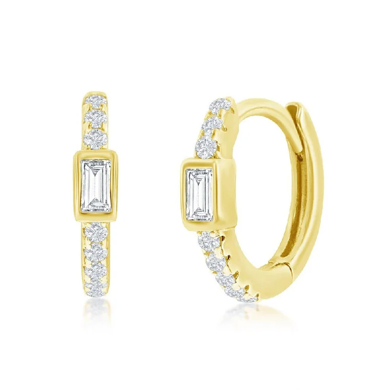 Get The Best Deals On Timeless Jewelry Pieces YGP Sterling 11MM Center Baguette CZ Huggie Hoop Earrings Get The Best Deals On Timeless Jewelry Pieces YGP Sterling 11MM Center Baguette CZ Huggie Hoop Earrings
