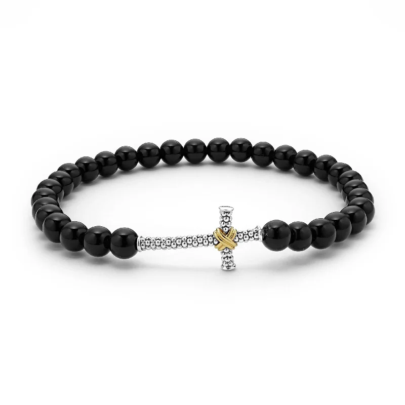Luxury Jewelry Clearance – Shop Premium Styles Now Anthem Onyx Cross Beaded Stretch Bracelet