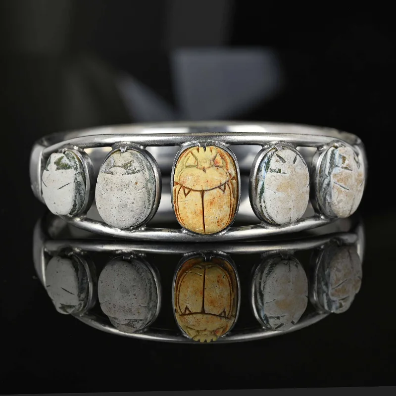 Fine Jewelry, Limited-Time Offers Available Antique 950 Silver Carved Scarab Bracelet Bangle Fine Jewelry, Limited-Time Offers Available Antique 950 Silver Carved Scarab Bracelet Bangle