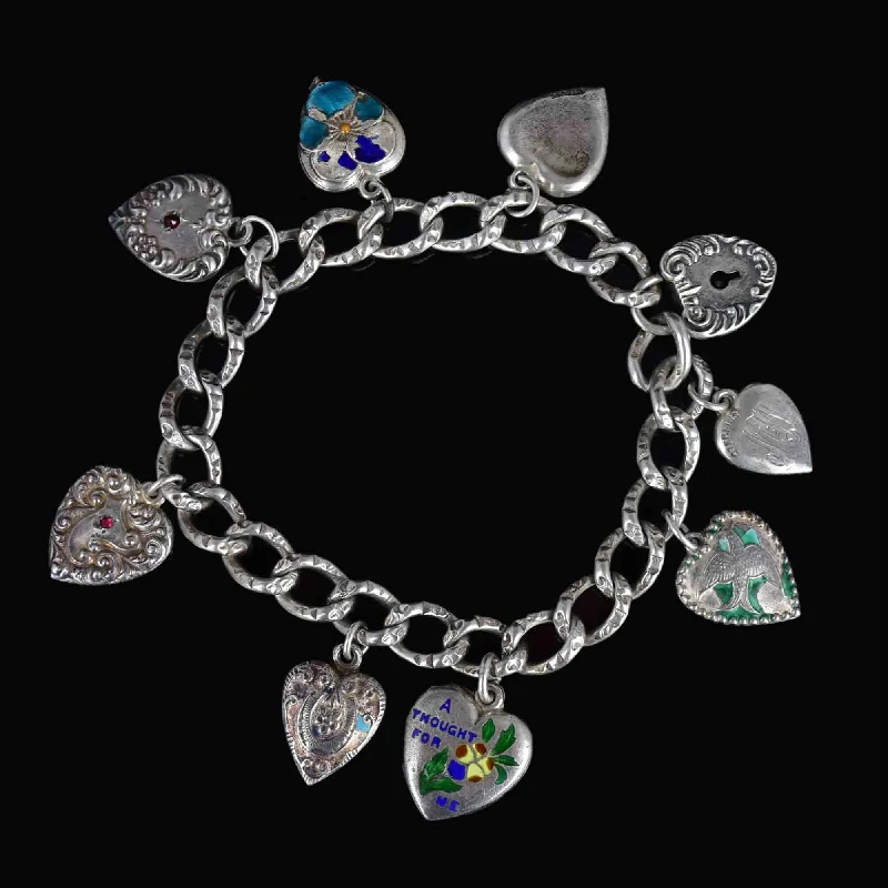 Dazzle With Discounts – Shop Jewelry On Sale Antique Personalized Silver Enamel Puffy Heart Charm Bracelet Dazzle With Discounts – Shop Jewelry On Sale Antique Personalized Silver Enamel Puffy Heart Charm Bracelet
