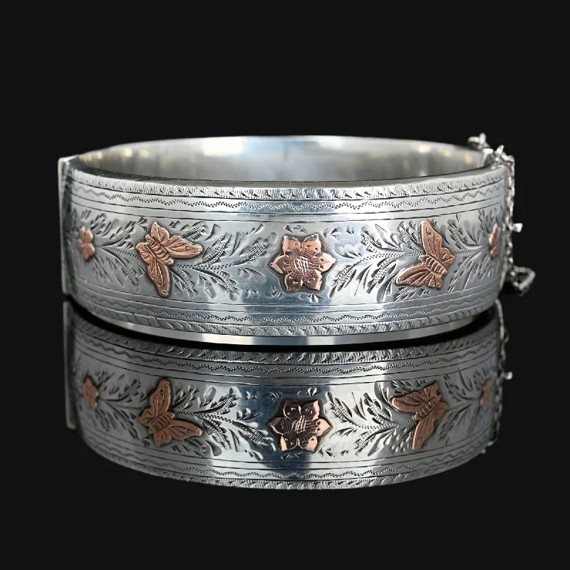 Flash Sale On Stunning Jewelry – Don't Miss Out Antique Rose Gold Butterfly Wide Silver Bangle Bracelet Flash Sale On Stunning Jewelry – Don't Miss Out Antique Rose Gold Butterfly Wide Silver Bangle Bracelet