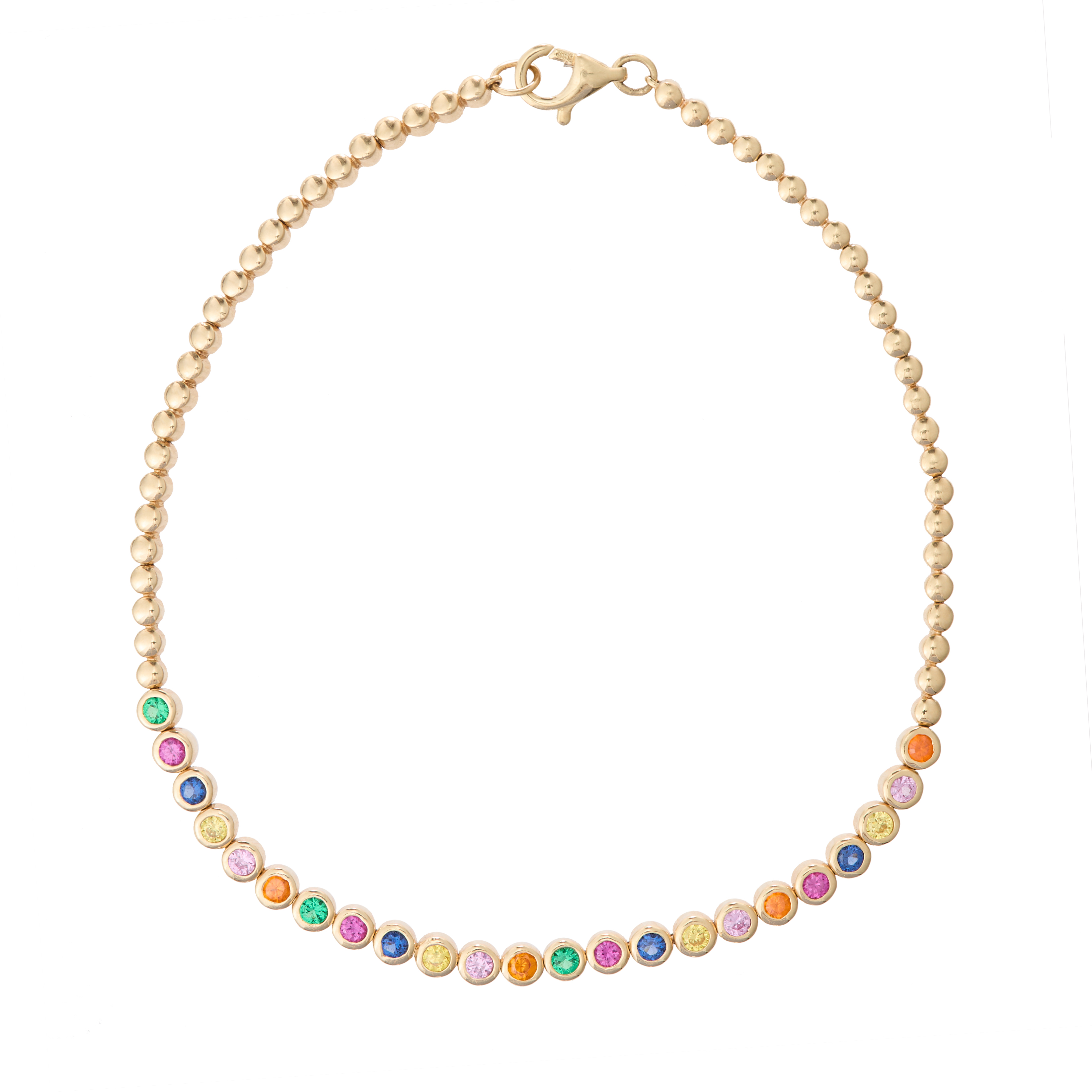 Jewelry Sale Bonanza – Grab Your Sparkle Now Bezel Rainbow Sapphire and Gold Bead Bracelet Jewelry Sale Bonanza – Grab Your Sparkle Now Bezel Rainbow Sapphire and Gold Bead Bracelet