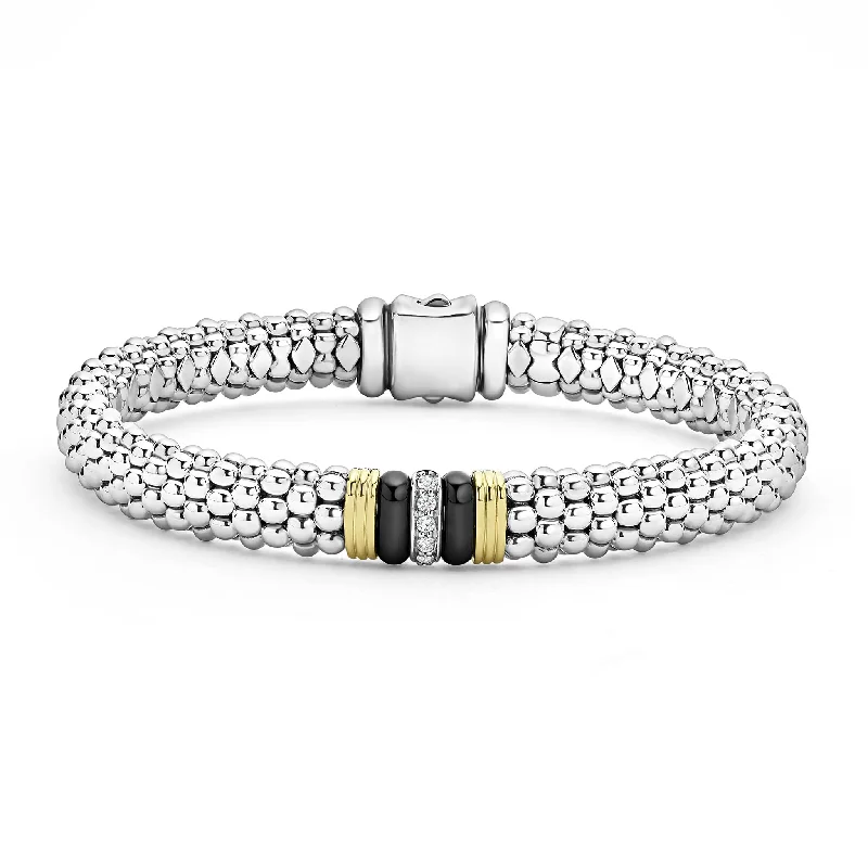 Affordable Luxury Jewelry For Every Occasion Black Caviar Single Station Diamond Caviar Bracelet | 9mm Affordable Luxury Jewelry For Every Occasion Black Caviar Single Station Diamond Caviar Bracelet | 9mm