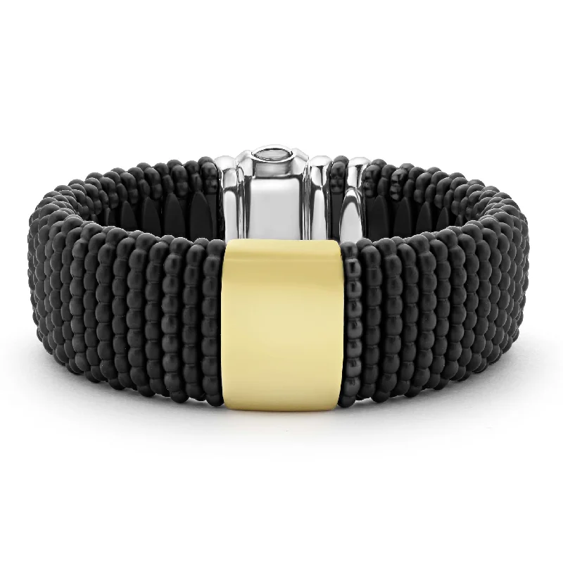 Accessorize For Less – Luxury Jewelry At Affordable Prices Black Caviar Matte Ceramic Caviar Statement Bracelet | 23mm Accessorize For Less – Luxury Jewelry At Affordable Prices Black Caviar Matte Ceramic Caviar Statement Bracelet | 23mm