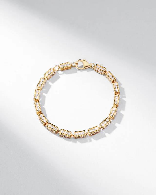 Shop Stylish Jewelry Now And Save Big Block-Chain Full Pave Diamond Thick Bracelet